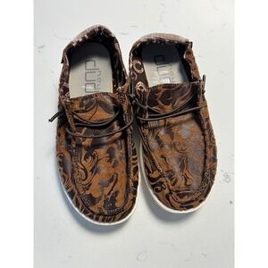 Hey Dude Wendy Brown Fort Worth Floral Embossed Western Slip On Shoes Womens 6